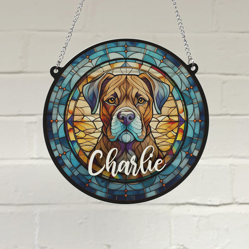 Boxer Brindle Personalised Stained Glass Effect Suncatcher